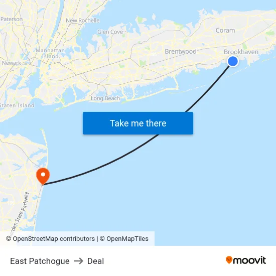 East Patchogue to Deal map