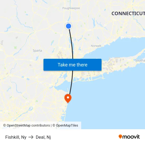 Fishkill to Deal, Nj map