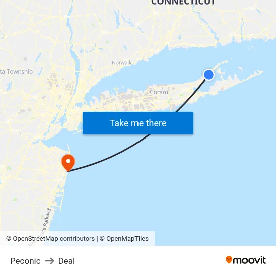 Peconic to Deal map