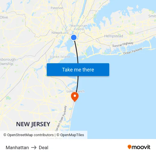 Manhattan to Deal map