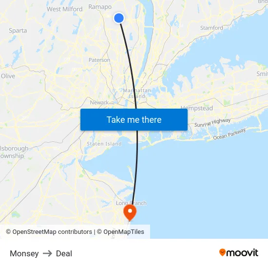 Monsey to Deal map