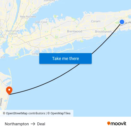 Northampton to Deal map