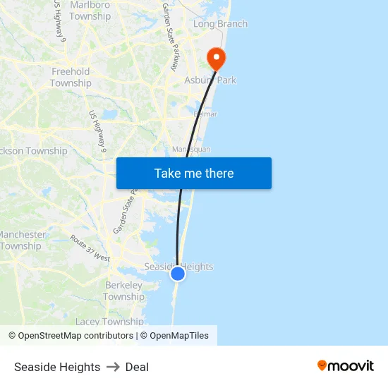Seaside Heights to Deal map