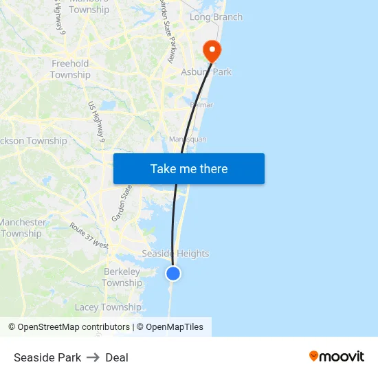 Seaside Park to Deal map