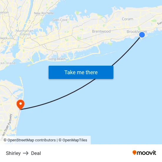 Shirley to Deal map