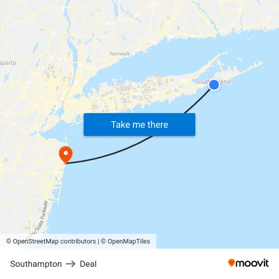 Southampton to Deal map