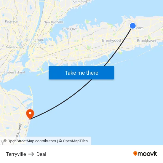 Terryville to Deal map