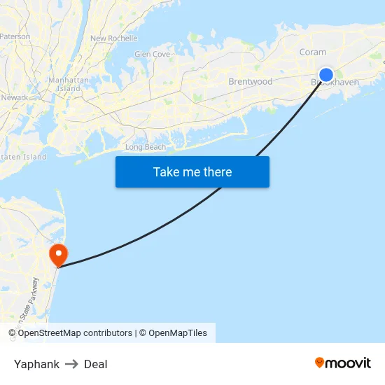 Yaphank to Deal map