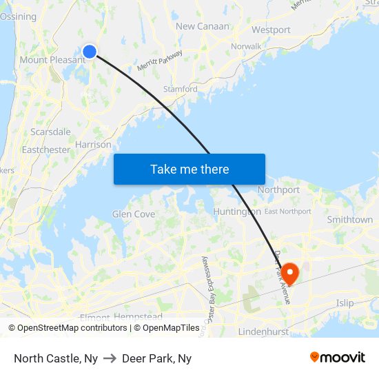 North Castle, Ny to Deer Park, Ny map