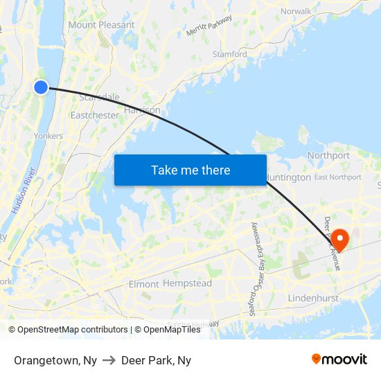 Orangetown, Ny to Deer Park, Ny map