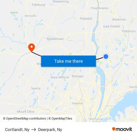 Cortlandt, Ny to Deerpark, Ny map