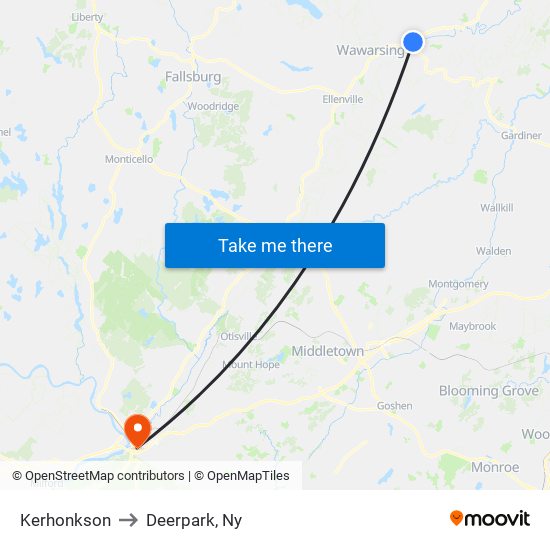 Kerhonkson to Deerpark, Ny map