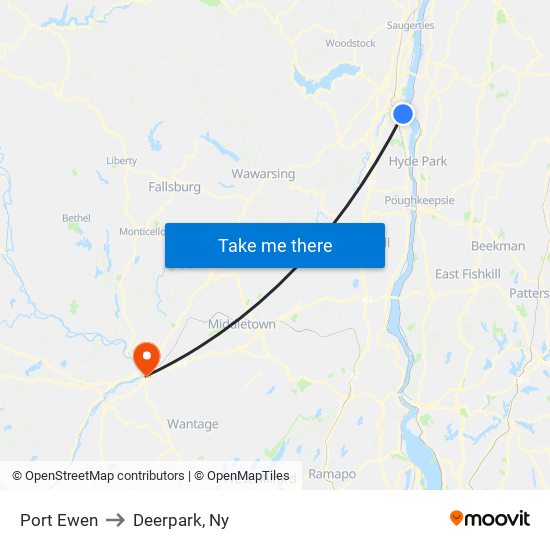 Port Ewen to Deerpark, Ny map