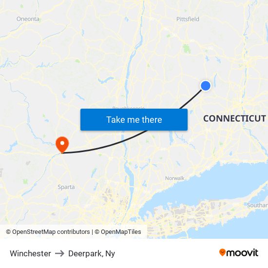 Winchester to Deerpark, Ny map