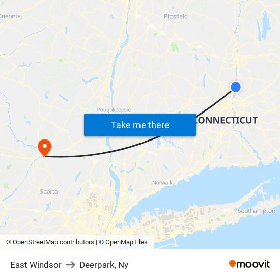 East Windsor to Deerpark, Ny map
