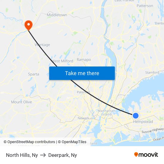 North Hills, Ny to Deerpark, Ny map