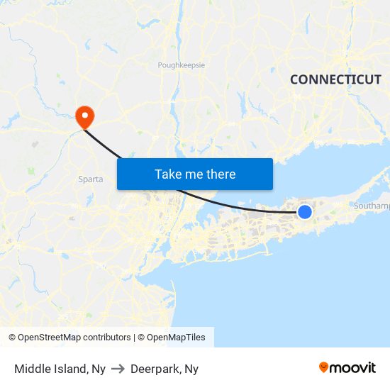 Middle Island, Ny to Deerpark, Ny map