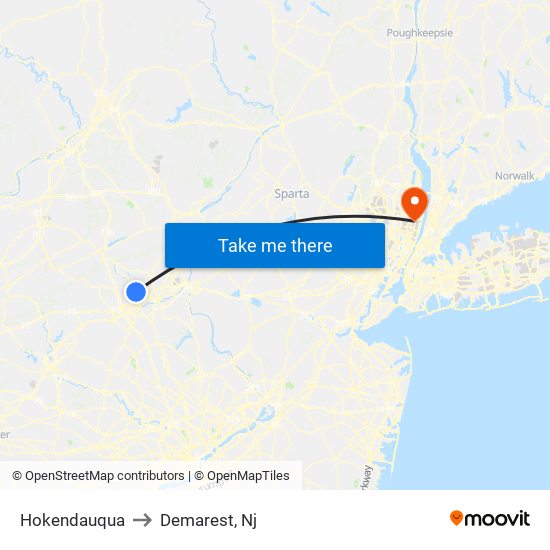 Hokendauqua to Demarest, Nj map