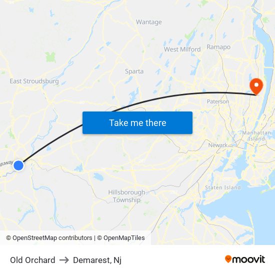 Old Orchard to Demarest, Nj map