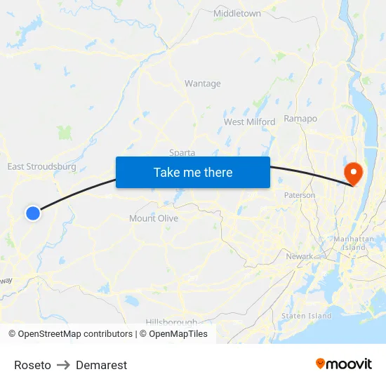 Roseto to Demarest map