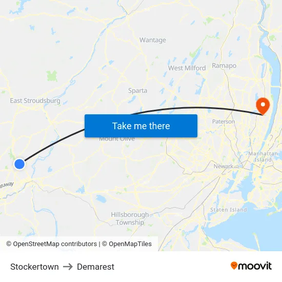 Stockertown to Demarest map
