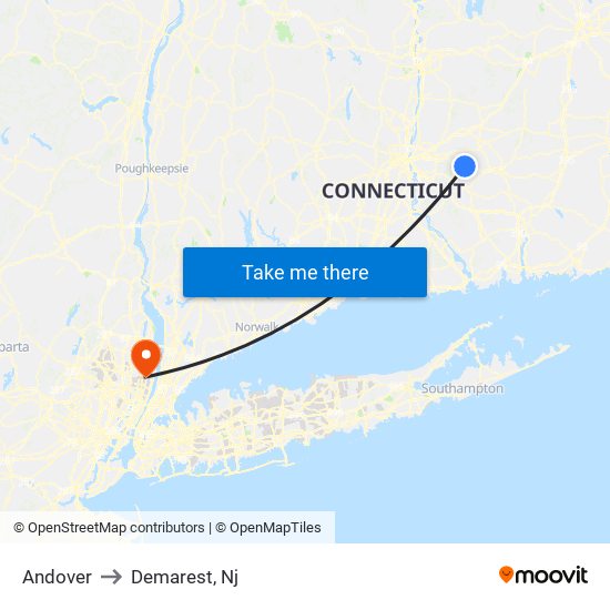 Andover to Demarest, Nj map