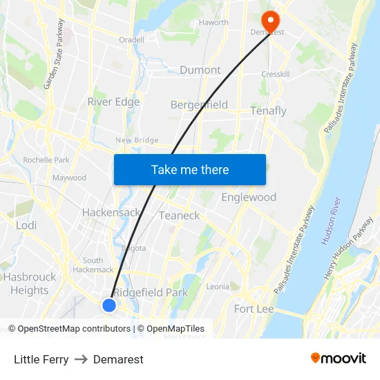 Little Ferry to Demarest map