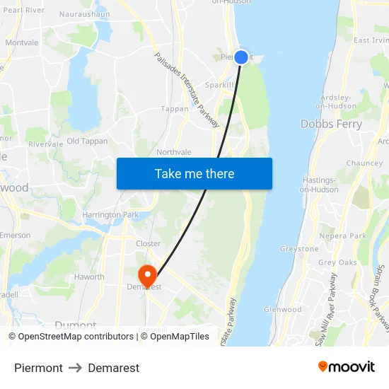 Piermont to Demarest map