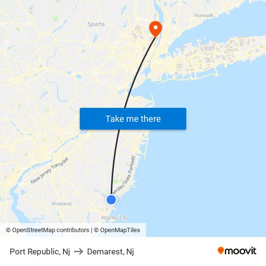 Port Republic, Nj to Demarest, Nj map