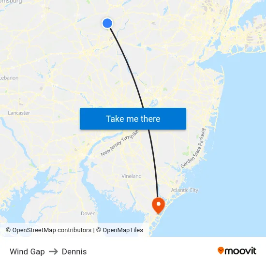 Wind Gap to Dennis map