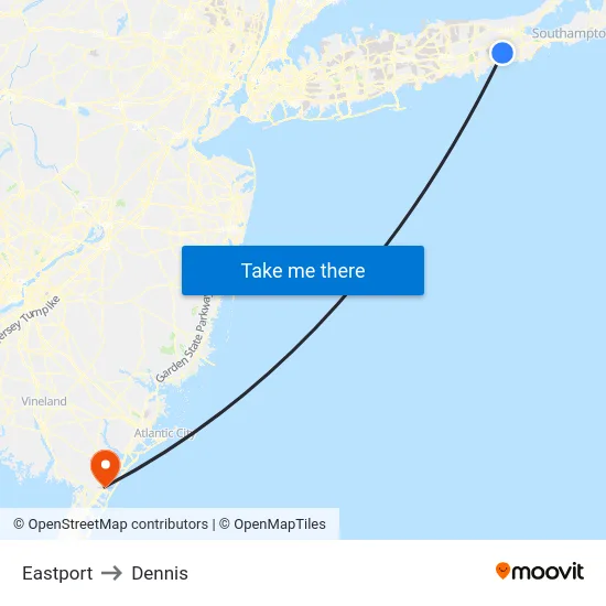 Eastport to Dennis map