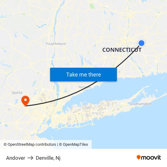 Andover to Denville, Nj map