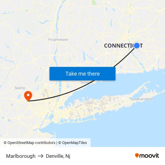 Marlborough to Denville, Nj map