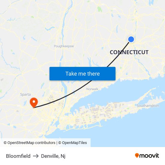 Bloomfield to Denville, Nj map