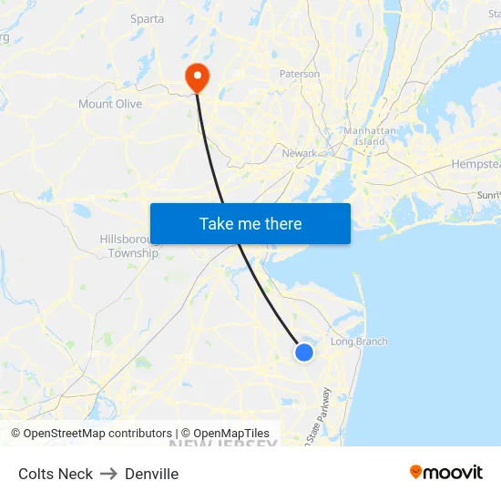 Colts Neck, Nj to Denville map