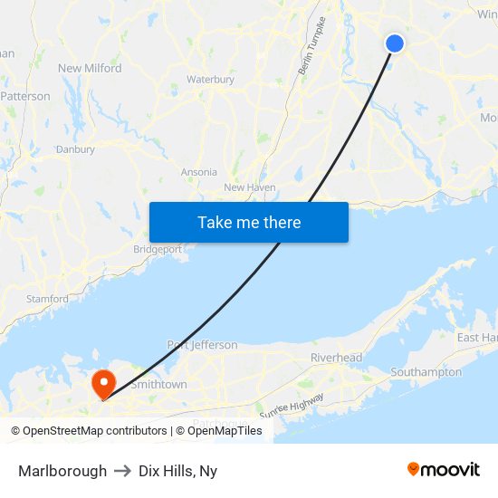 Marlborough to Dix Hills, Ny map