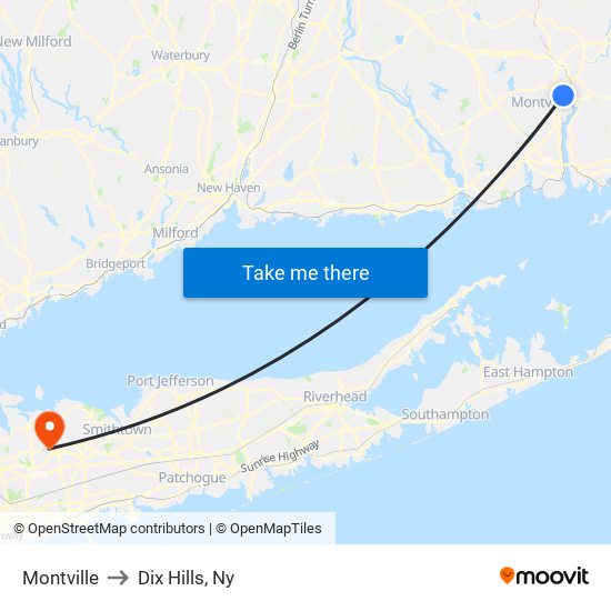 Montville to Dix Hills, Ny map