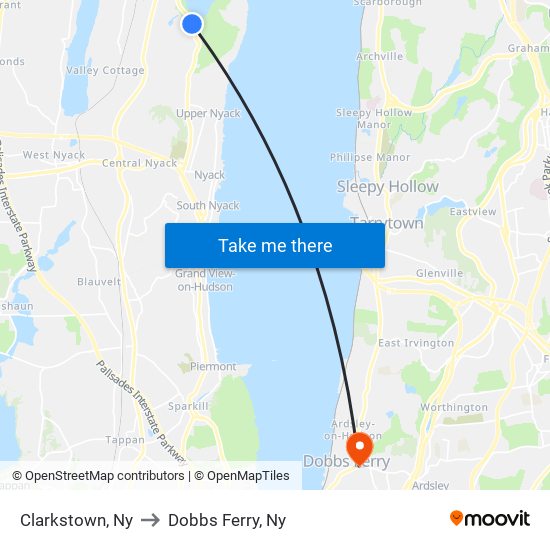 Clarkstown, Ny to Dobbs Ferry, Ny map