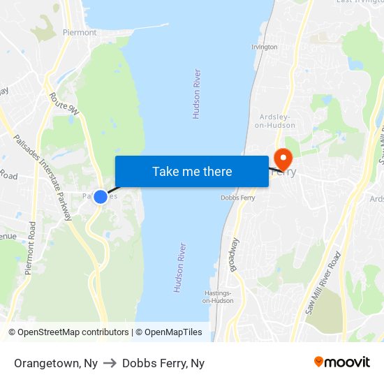 Orangetown, Ny to Dobbs Ferry, Ny map