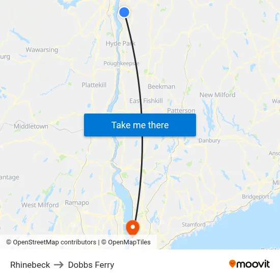 Rhinebeck to Dobbs Ferry map