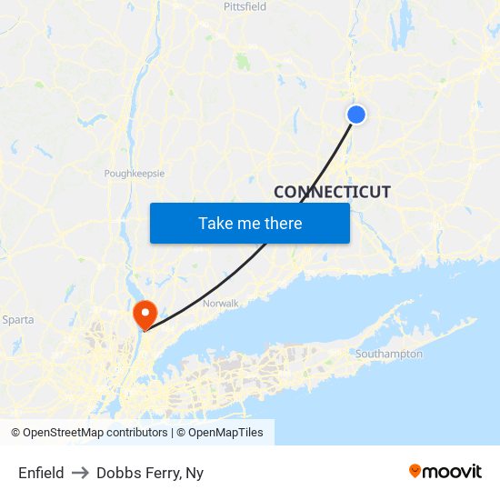 Enfield to Dobbs Ferry, Ny map