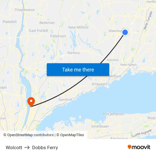 Wolcott to Dobbs Ferry map