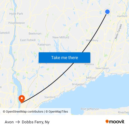 Avon to Dobbs Ferry, Ny map