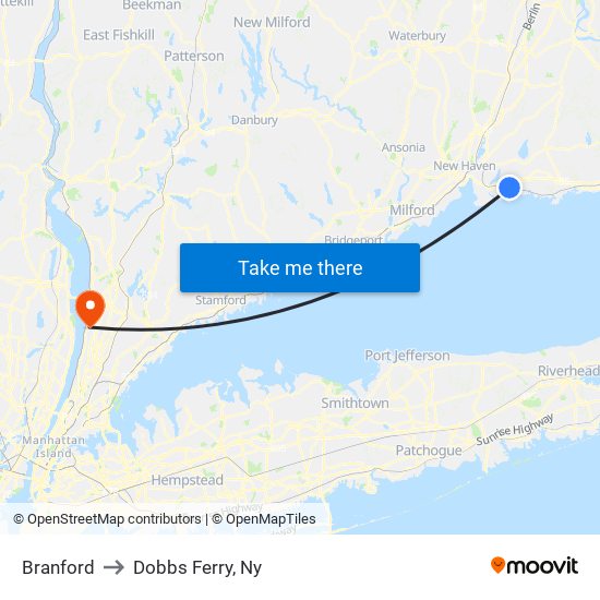 Branford to Dobbs Ferry, Ny map