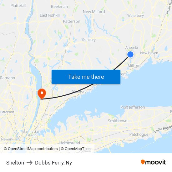 Shelton to Dobbs Ferry, Ny map