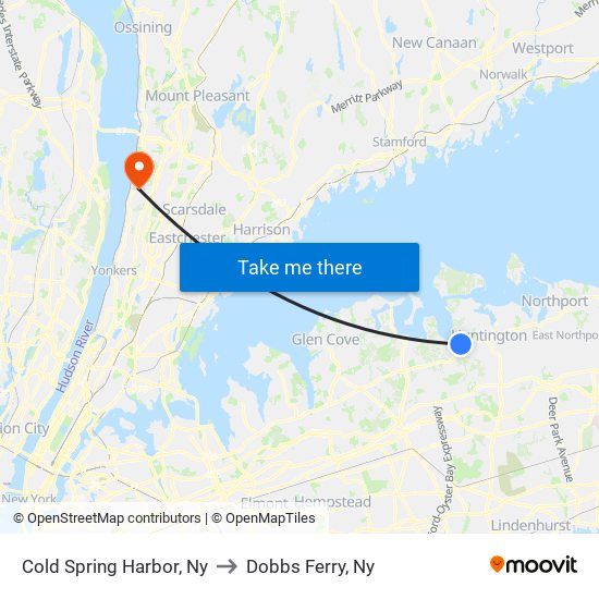 Cold Spring Harbor, Ny to Dobbs Ferry, Ny map