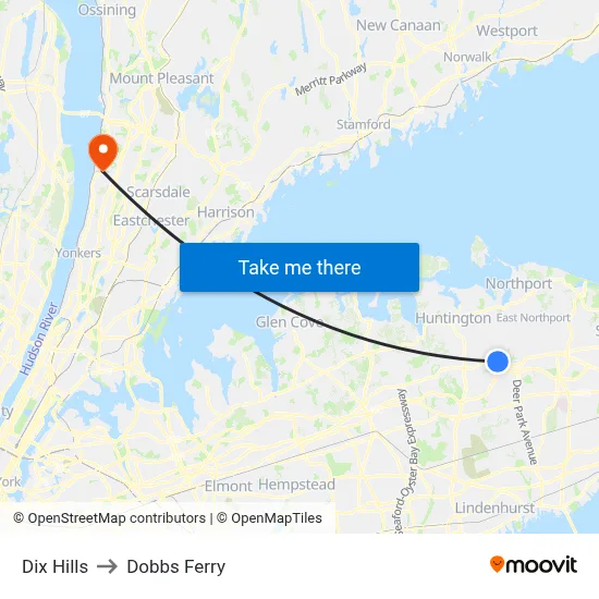 Dix Hills to Dobbs Ferry map