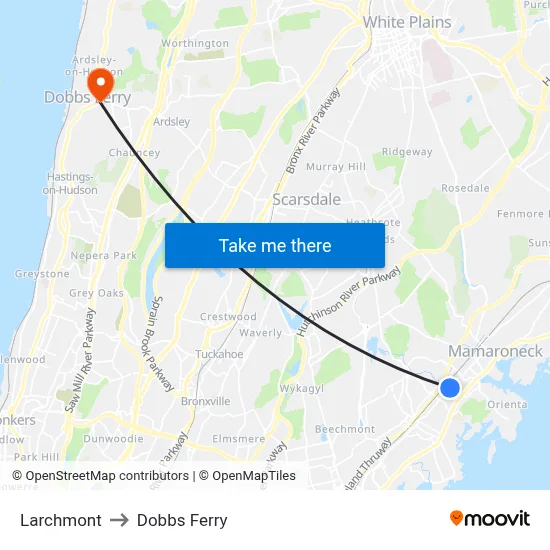 Larchmont to Dobbs Ferry map