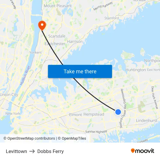 Levittown to Dobbs Ferry map