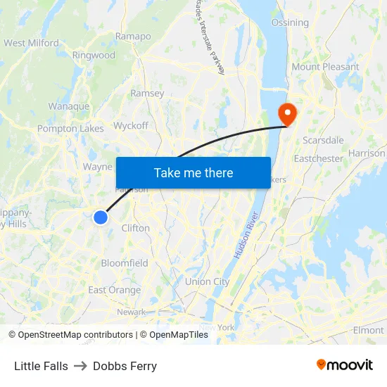 Little Falls to Dobbs Ferry map